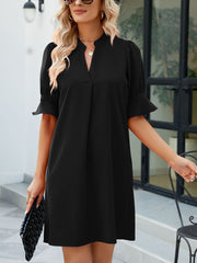 Women's Dresses Solid Color Loose V Neck Half Sleeve Mini Dress
