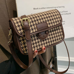 Retro Women's Leopard Print Plaid Fashion Shoulder Small Square Crossbody Bags