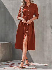 Women's Dresses Single Breasted Long Sleeve Shirt Dress
