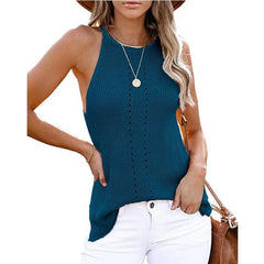Casual Crew Neck Sleeveless Knit Strappy Tank Top