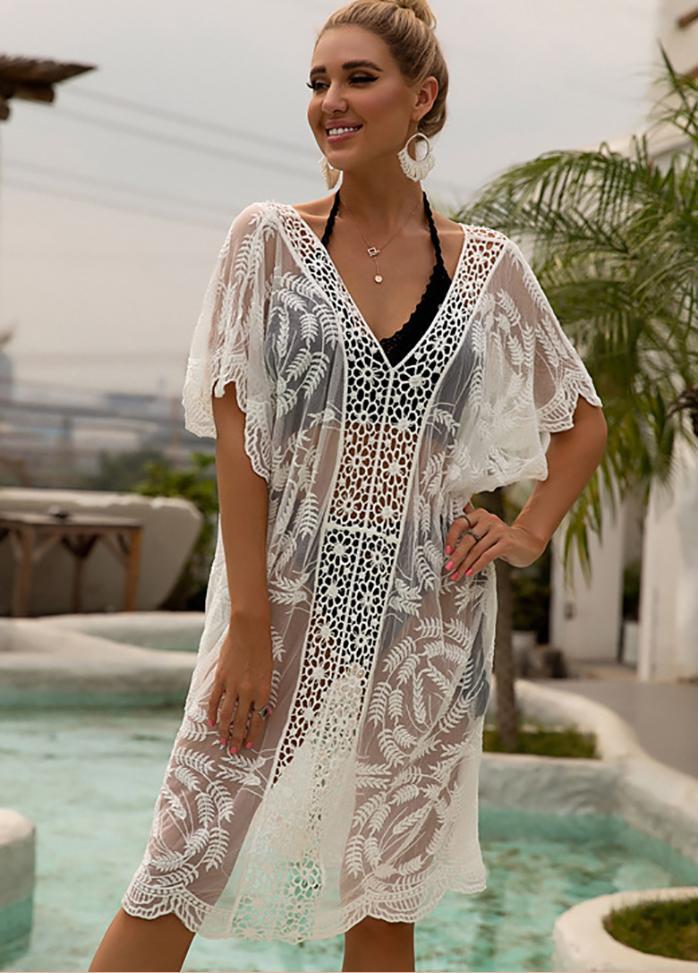 Hollow Out V Neck Cover Up