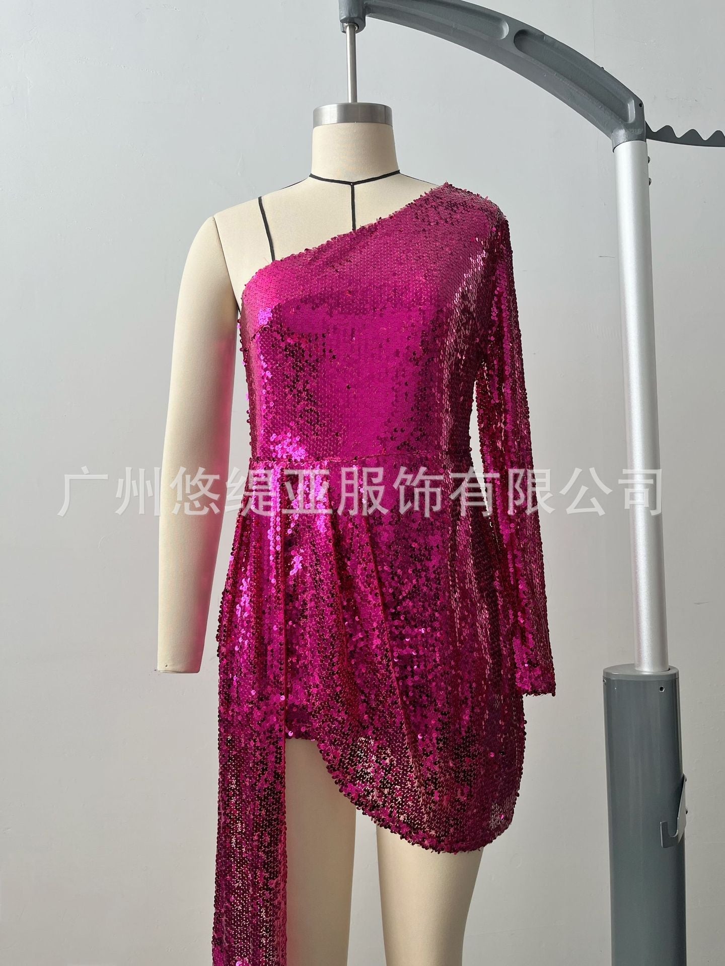 One Shoulder Sequins Stylish Mini Shinny Dress