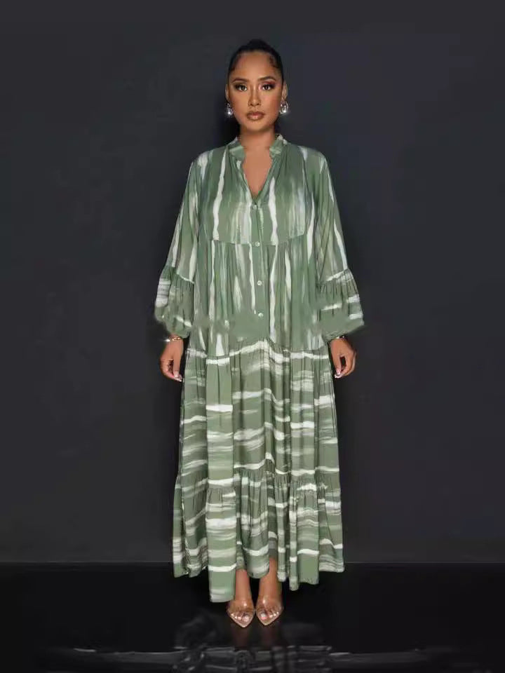 Plaid Printed Round Neck Holiday Beach Dress