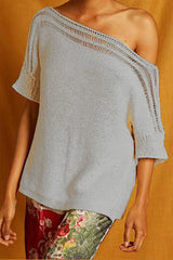 Dew Shoulder Short Sleeve Sweater