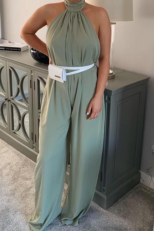Halter Neck Backless Jumpsuits