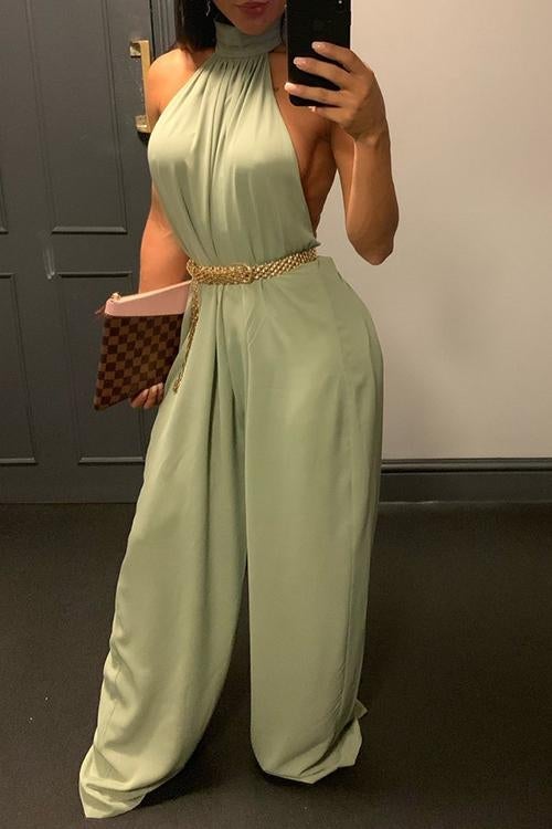 Halter Neck Backless Jumpsuits