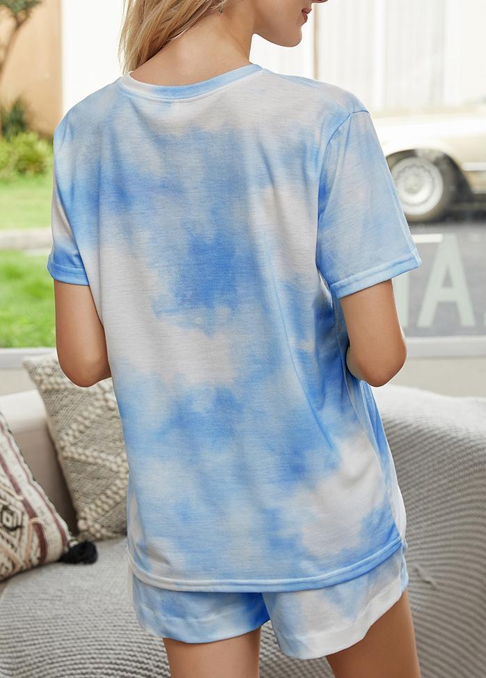 Gradient Short Sleeve Round Neck T-shirt And Shorts Set
