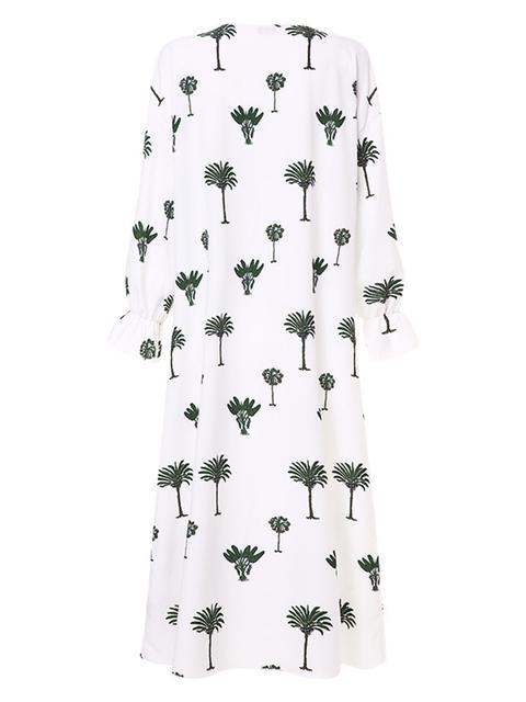 Plant Print Mid Sleeved Maxi Dress