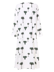 Plant Print Mid Sleeved Maxi Dress