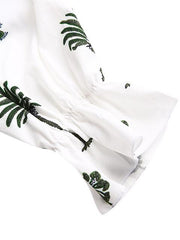 Plant Print Mid Sleeved Maxi Dress