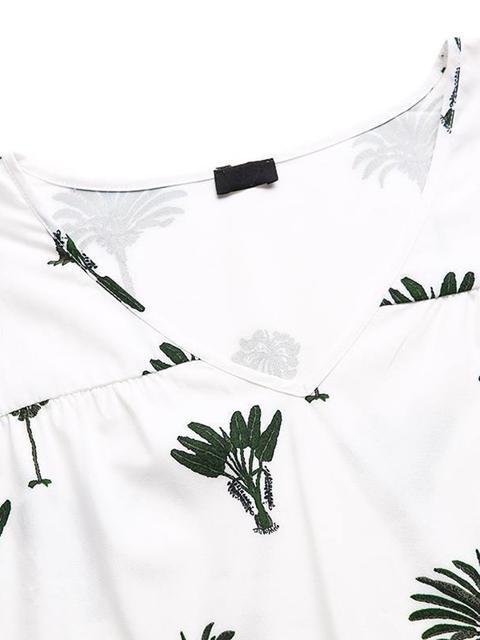 Plant Print Mid Sleeved Maxi Dress