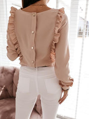 Pleated Trim Long Sleeve Shirt