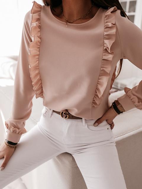 Pleated Trim Long Sleeve Shirt