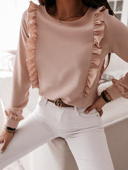 Pleated Trim Long Sleeve Shirt