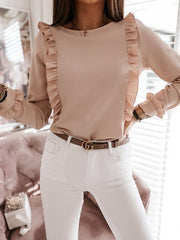 Pleated Trim Long Sleeve Shirt