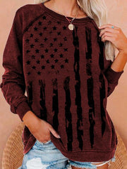 Print Round Neck Cotton Blend Sweatshirt