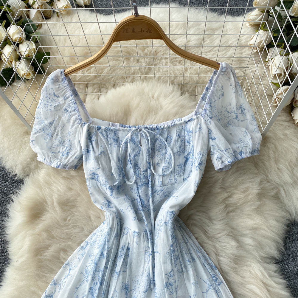Vintage Dress - Boho Maxi Dress - Floral Print French Women Dress - Summer Smock Dress Eloise