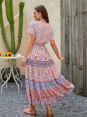 Boho Midi Dress, Sundress, Aubrey Scilla in Pink and Green