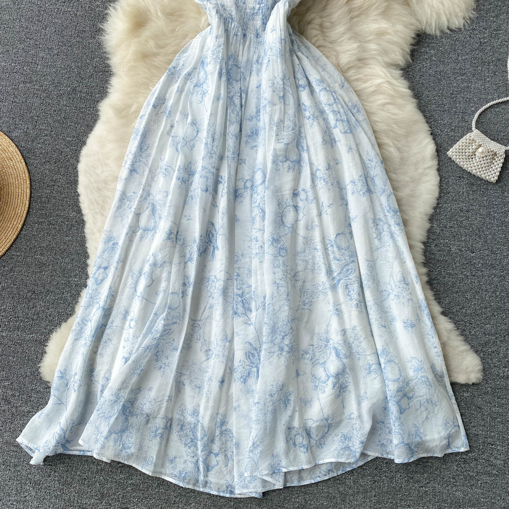 Vintage Dress - Boho Maxi Dress - Floral Print French Women Dress - Summer Smock Dress Eloise