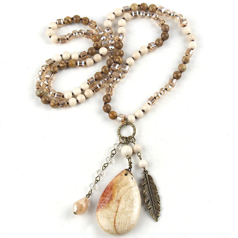 Boho Necklace - RH Precious Turquoise Stones Blue Gypsy