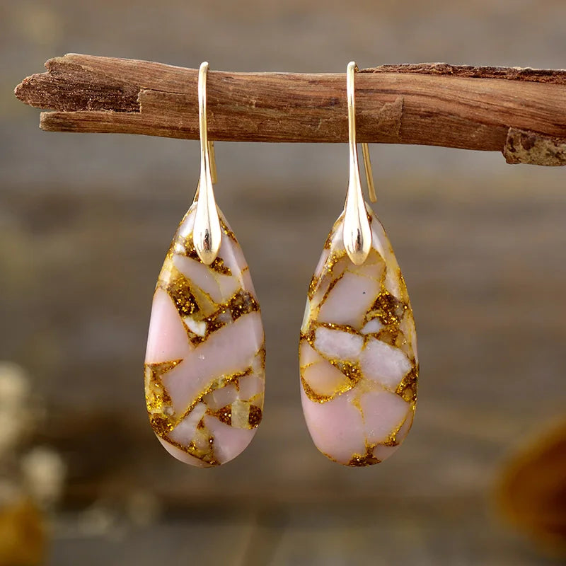 Boho Earrings, Dangle Earrings, Silver Plated  Jaspers Imperial