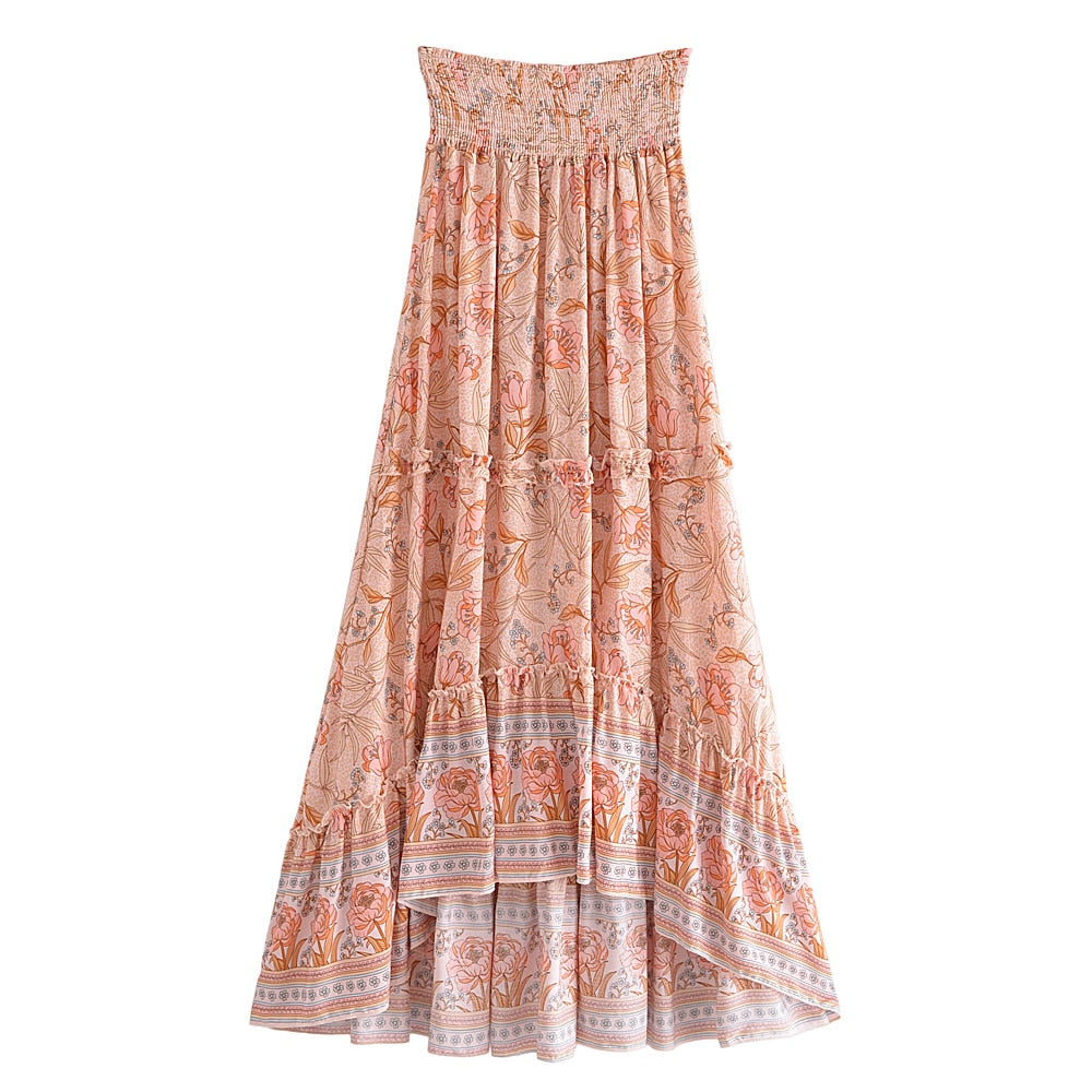 Boho Skirt, Hippie Skirts, Midi Skirt, Wild Rose in Smoke