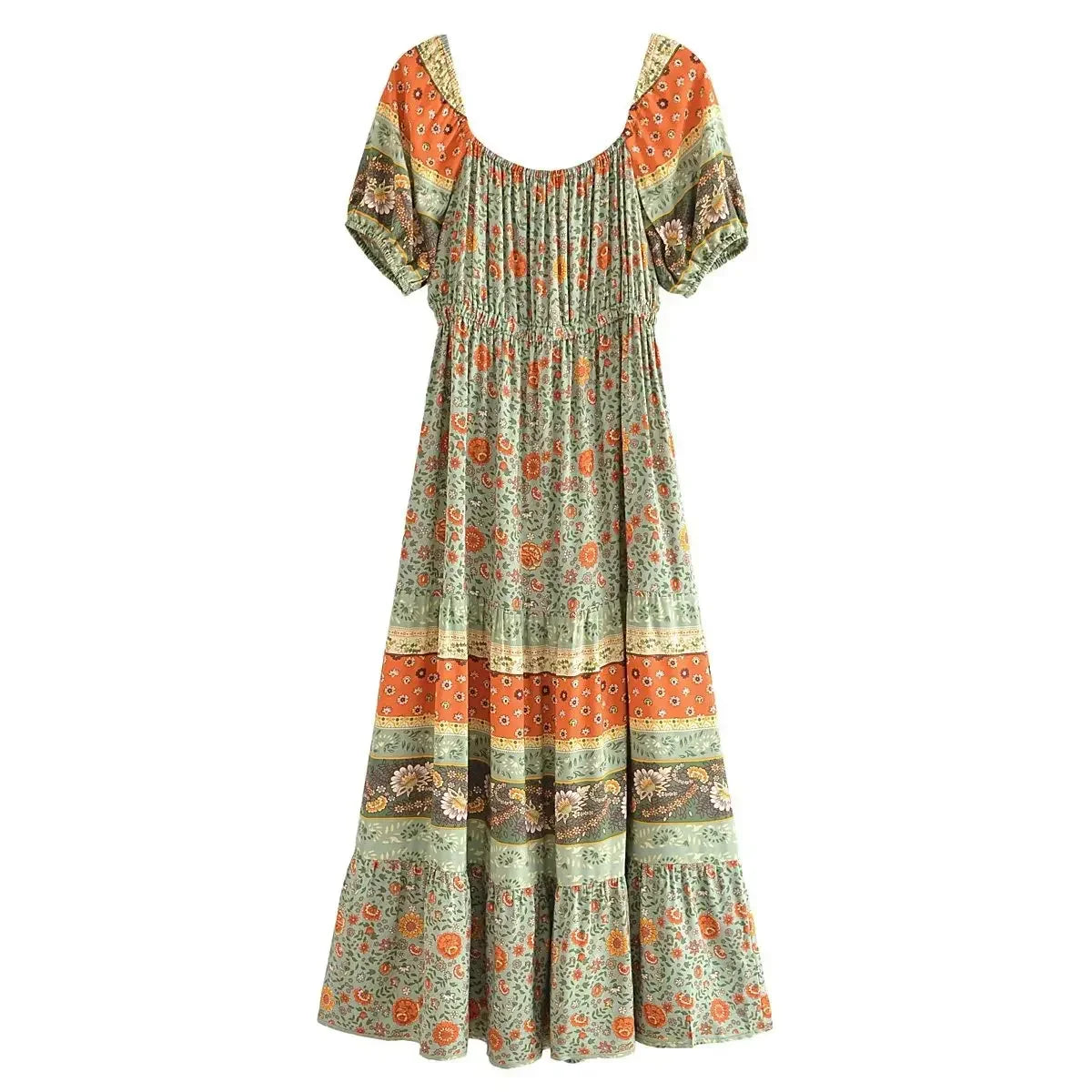 Boho Dress - Sundress - Smocked Dress Nova in Pink and Green