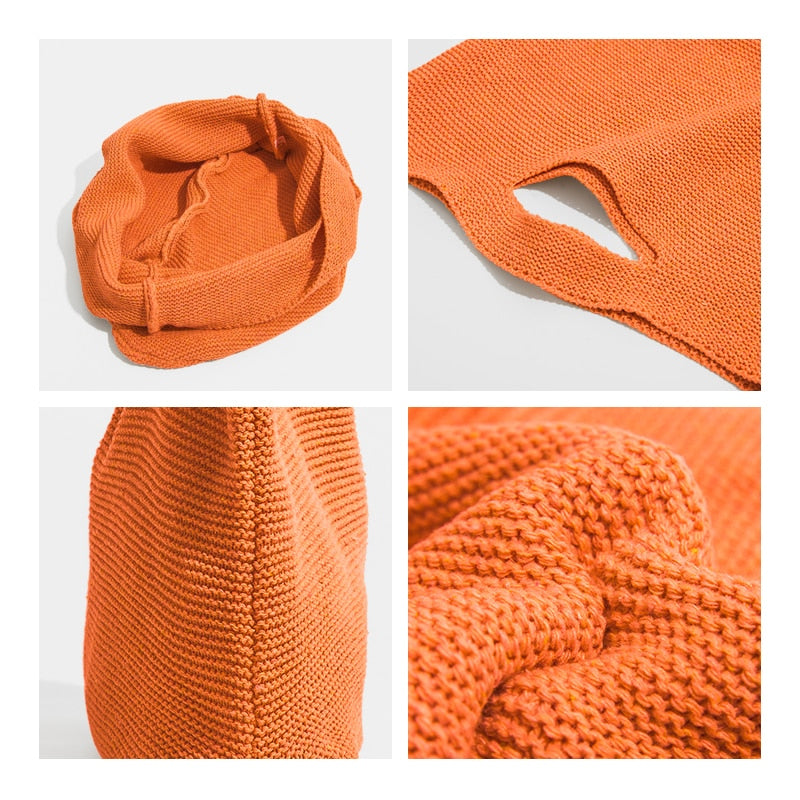 Boho Bag, Hobo Bags, Knitting Tote Bag, Satchel Handbags in Orange, Beige, Green