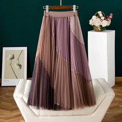 Boho Skirt, Hippie Skirts, Midi Pleated Skirt, Amanda Tulle Skirt in Pink