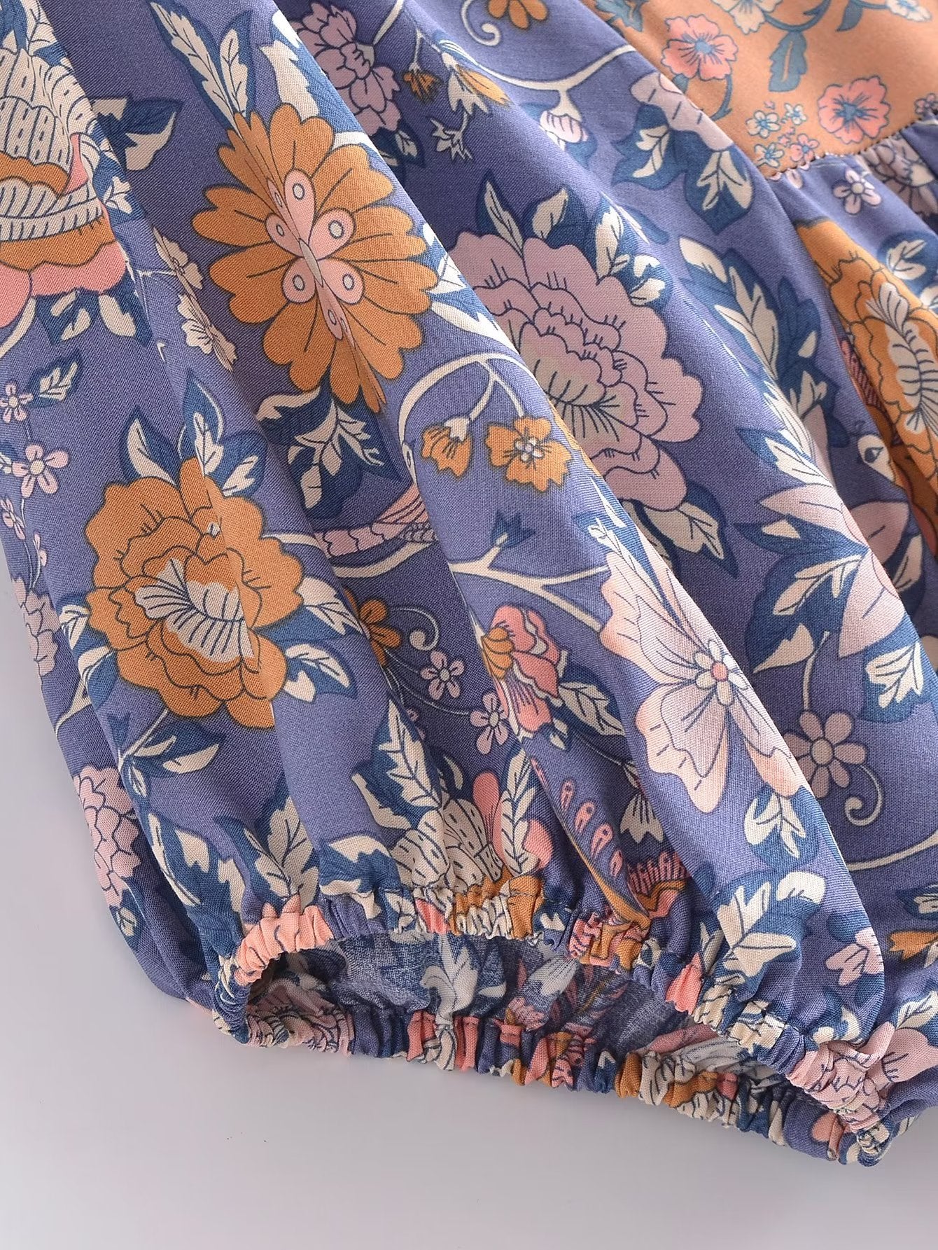 Boho Midi Dress, Sundress, Scilla Elise in Pink and Blue