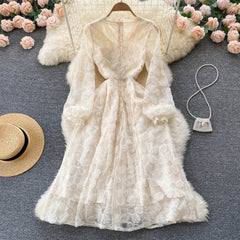 Vintage Dress - Boho Maxi Dress - Lace French Style Long Dress Victoria