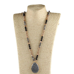 Boho Necklace - RH Precious Lava Amazonite Oval Stones