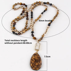 Boho Necklace - RH Precious Black Lava Oval Stones