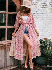 Boho Robe, Kimono Robe, Beach Cover up, Lily Rose in Pink