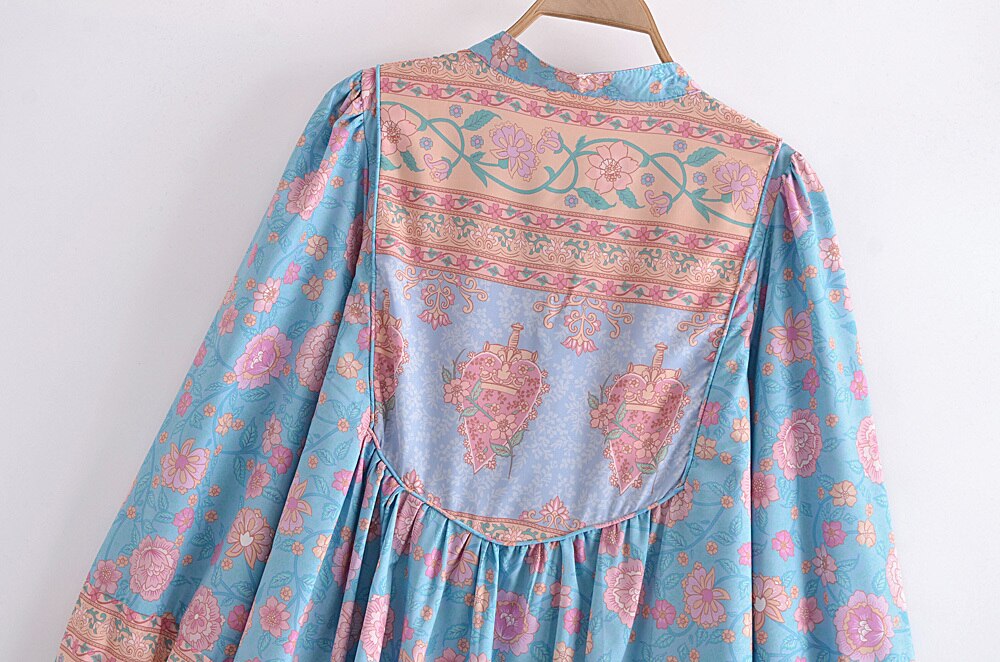 Boho Tops for Women, Boho Tops for Women, Boho Blouse, Blue Secreat Heart
