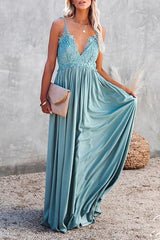 V-Neck Lace Suspender Holiday Dress