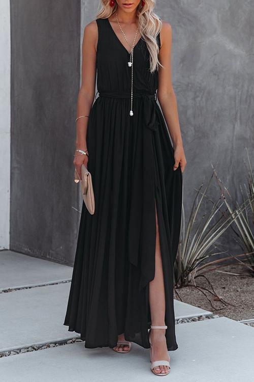 V-Neck Irregular Maxi Dress