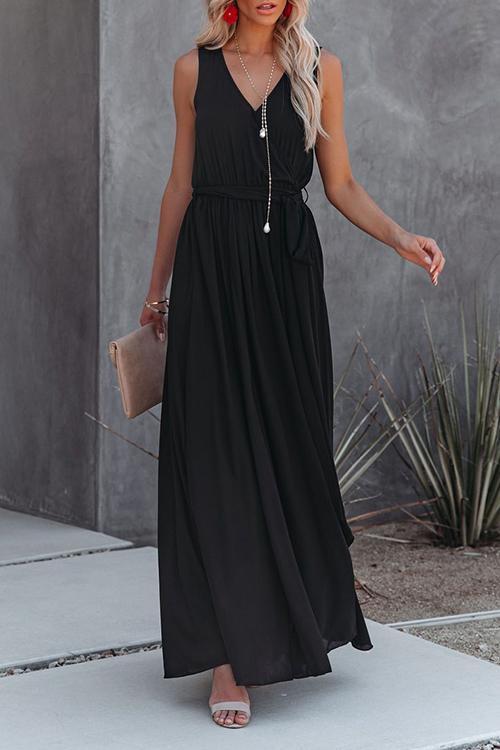 V-Neck Irregular Maxi Dress