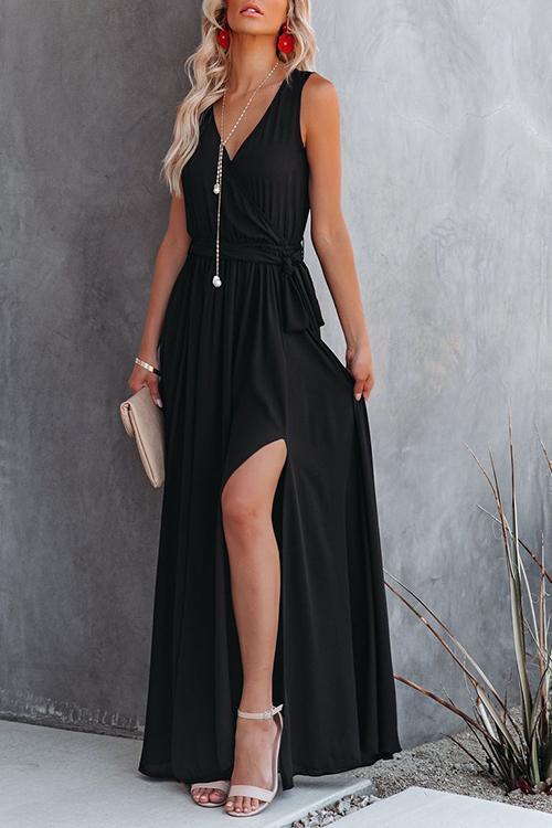 V-Neck Irregular Maxi Dress