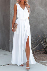 V-Neck Irregular Maxi Dress