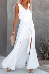 V-Neck Irregular Maxi Dress