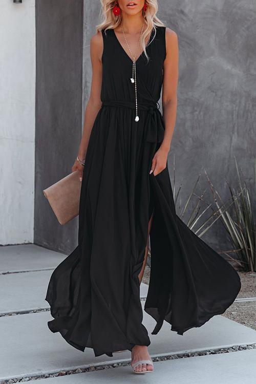 V-Neck Irregular Maxi Dress