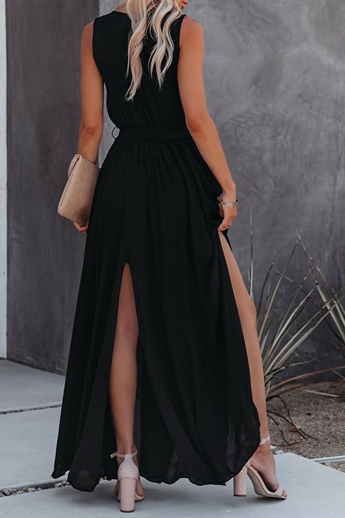 V-Neck Irregular Maxi Dress