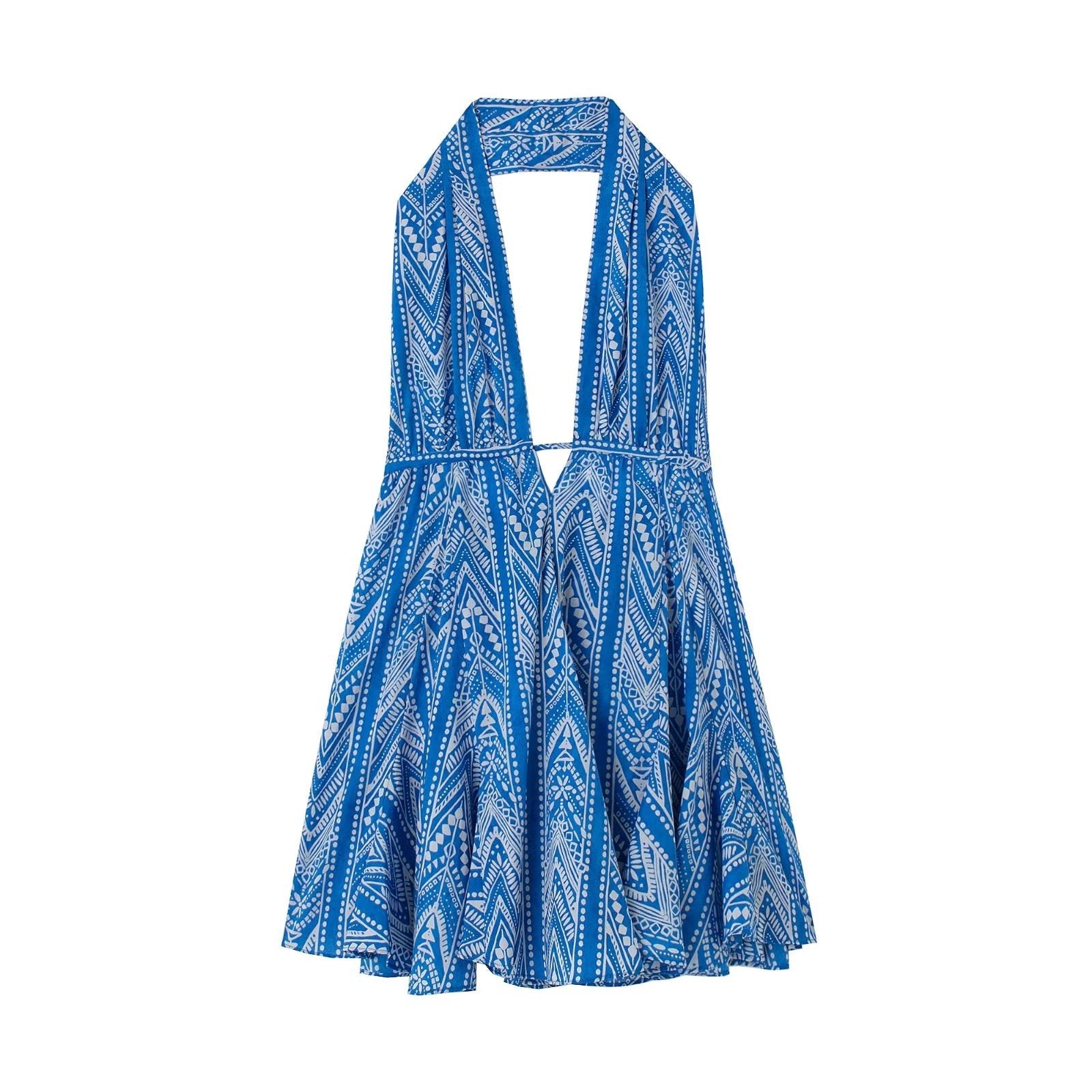 Boho Beach Dress - Mini Sexy Tie Dye Backless Halter Dress - Inner Wanderer