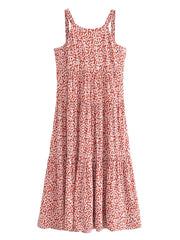 Maxi Dress - Boho Dress - Maxi Boho Sundress - Red White Daisy