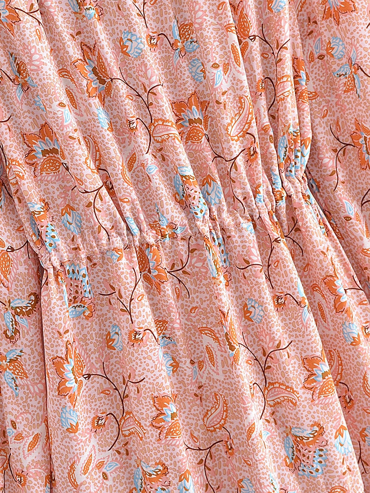 Boho Maxi Dress, Gown, Vacation in  River Pink