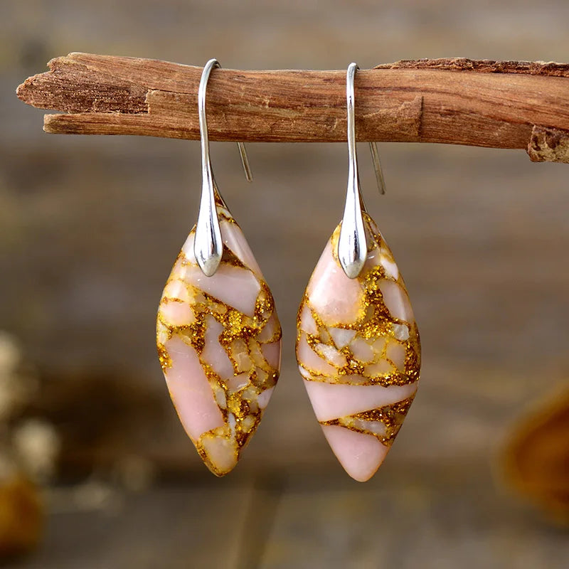 Boho Earrings, Dangle Earrings, Silver Plated  Jaspers Imperial