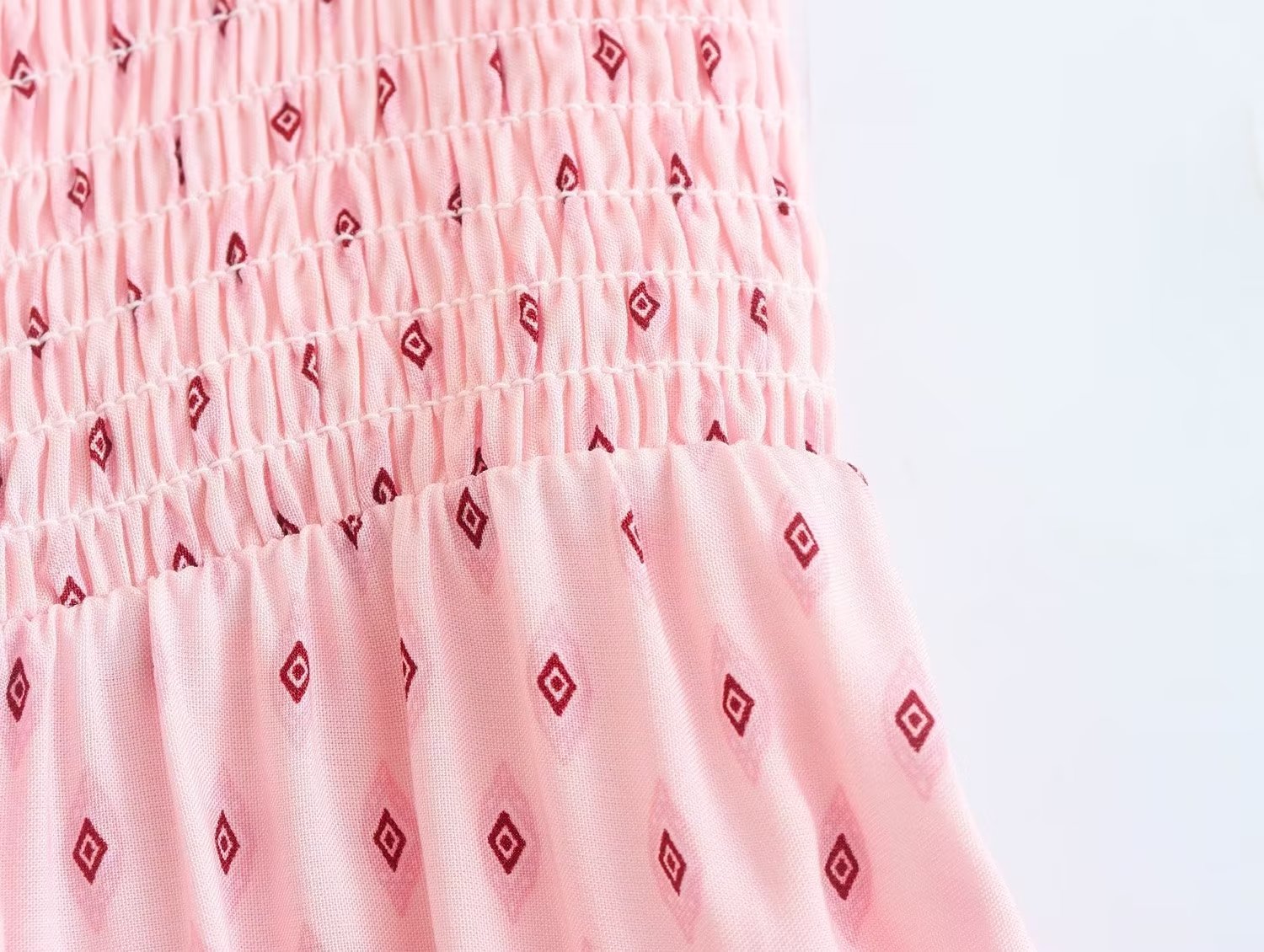 Boho Midi Dress, Sundress, Marakee in Red and Pink