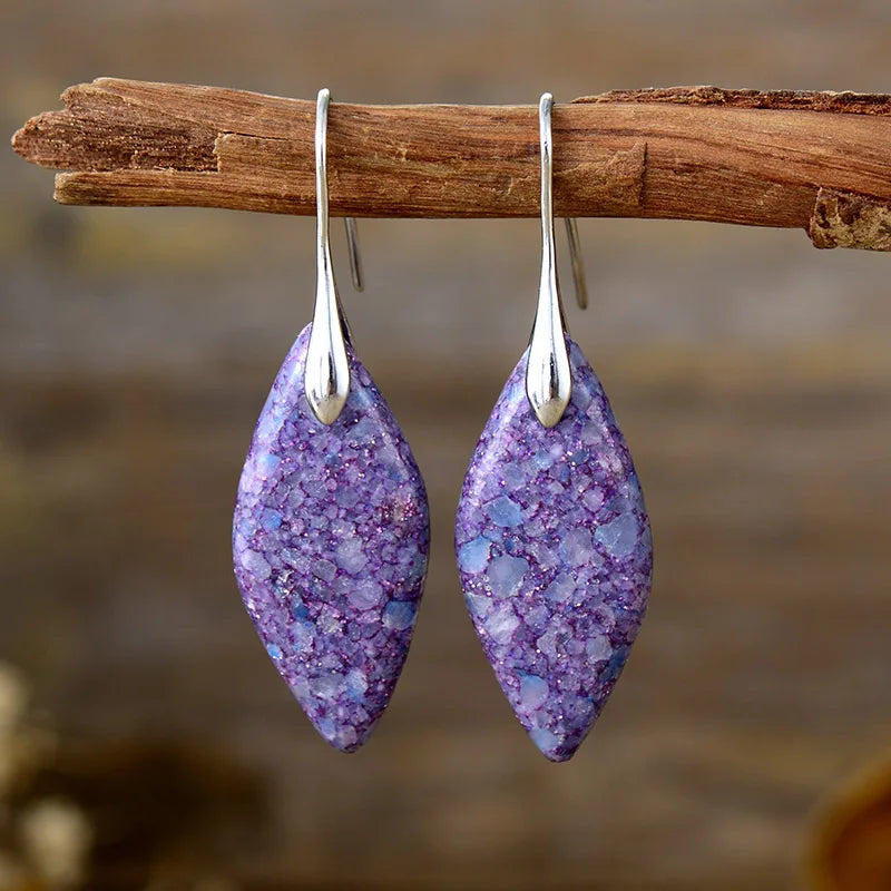 Boho Earrings, Dangle Earrings, Silver Plated  Jaspers Imperial