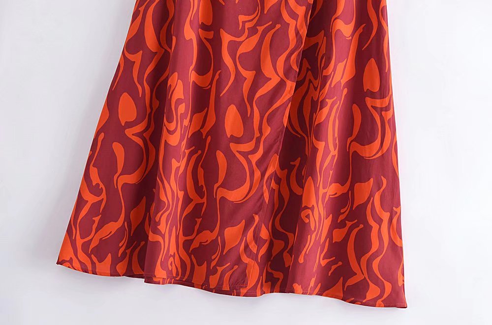 Boho Two Piece Set, Crop Top and Midi Skirt, Her Flaming in Red